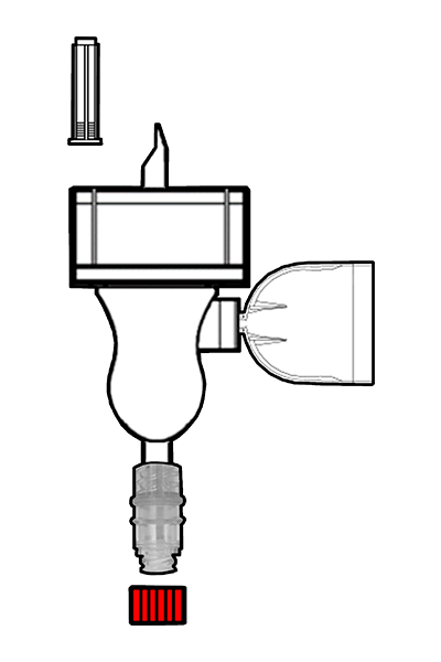 Mini spike with membrane for retention volatile gases, with clamp for 32mm bottles and Gen2® Valve