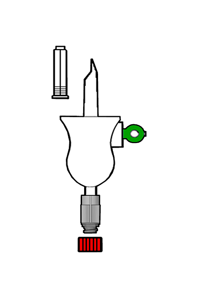 Mini two-channel spike with aerator, with Caresafe® Valve