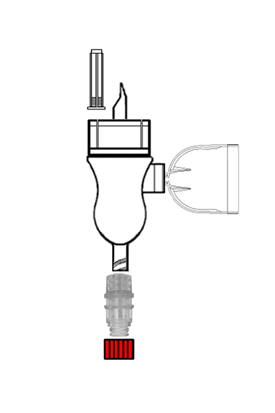 Mini spike with membrane for retention volatile gases, with clamp for 13mm bottles and Gen2® Valve
