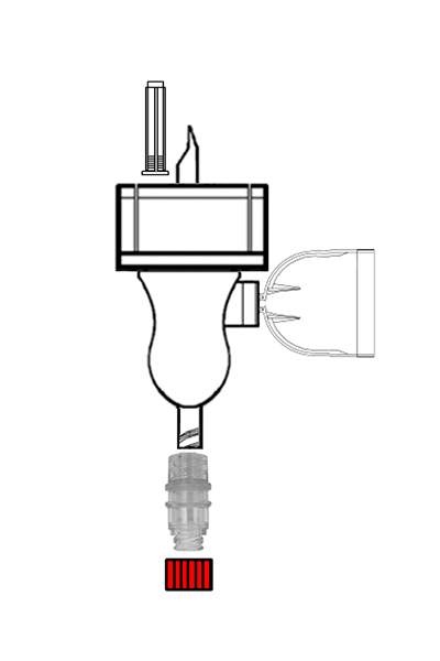 Mini spike with membrane for retention volatile gases, with clamp for 32mm bottles and Gen2® Valve