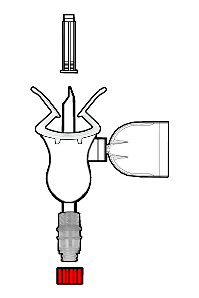 Mini spike with membrane for retention volatile gases, with universal bottle clamp, with Gen2® Valve