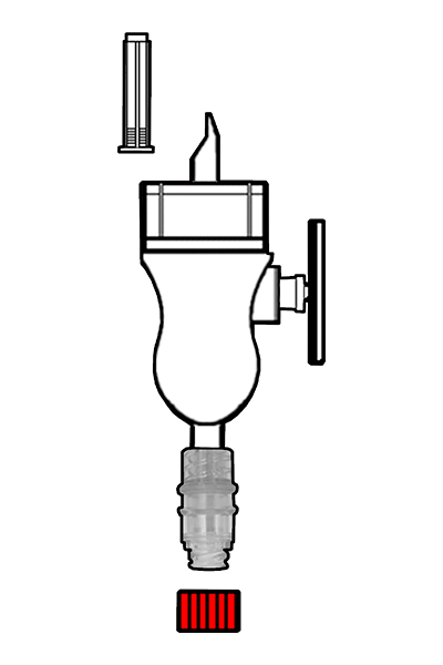 Mini spike with filter, with clamp for 13mm bottles, with Gen2® Valve