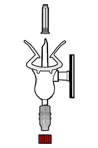 Mini spike with filter, with universal bottle holder, with Gen2® Valve