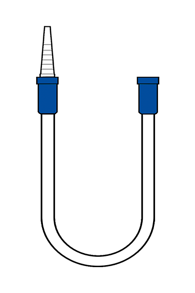 Smooth suction tube with blue connectors, with conical connector