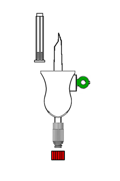 Two-channel spike with aerator, with Caresafe® valve